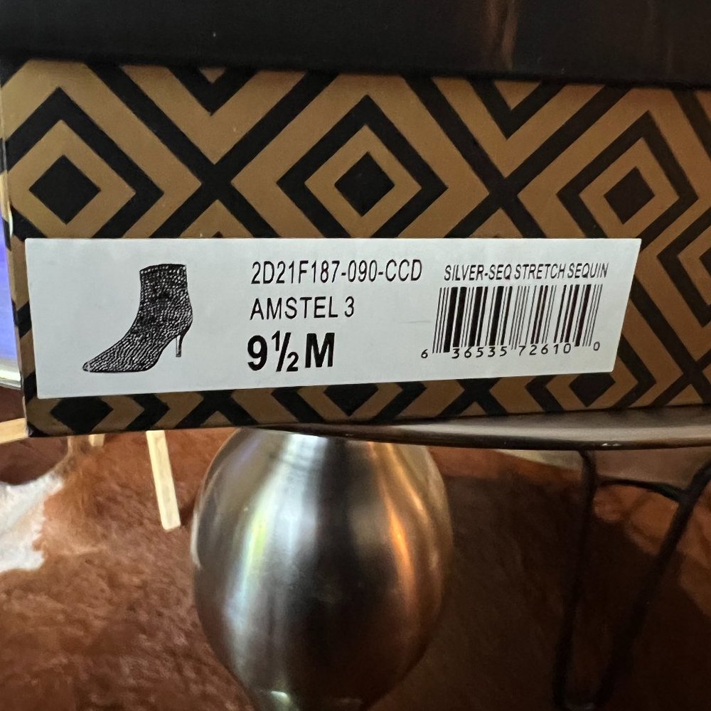 Charles David Silver sequin stretch booties